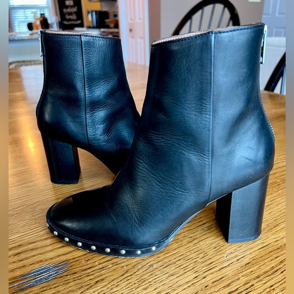 ⭐️ All Saints Inez Black Leather Studded Booties Size EU 37 / US 6.5 - Picture 10 of 15